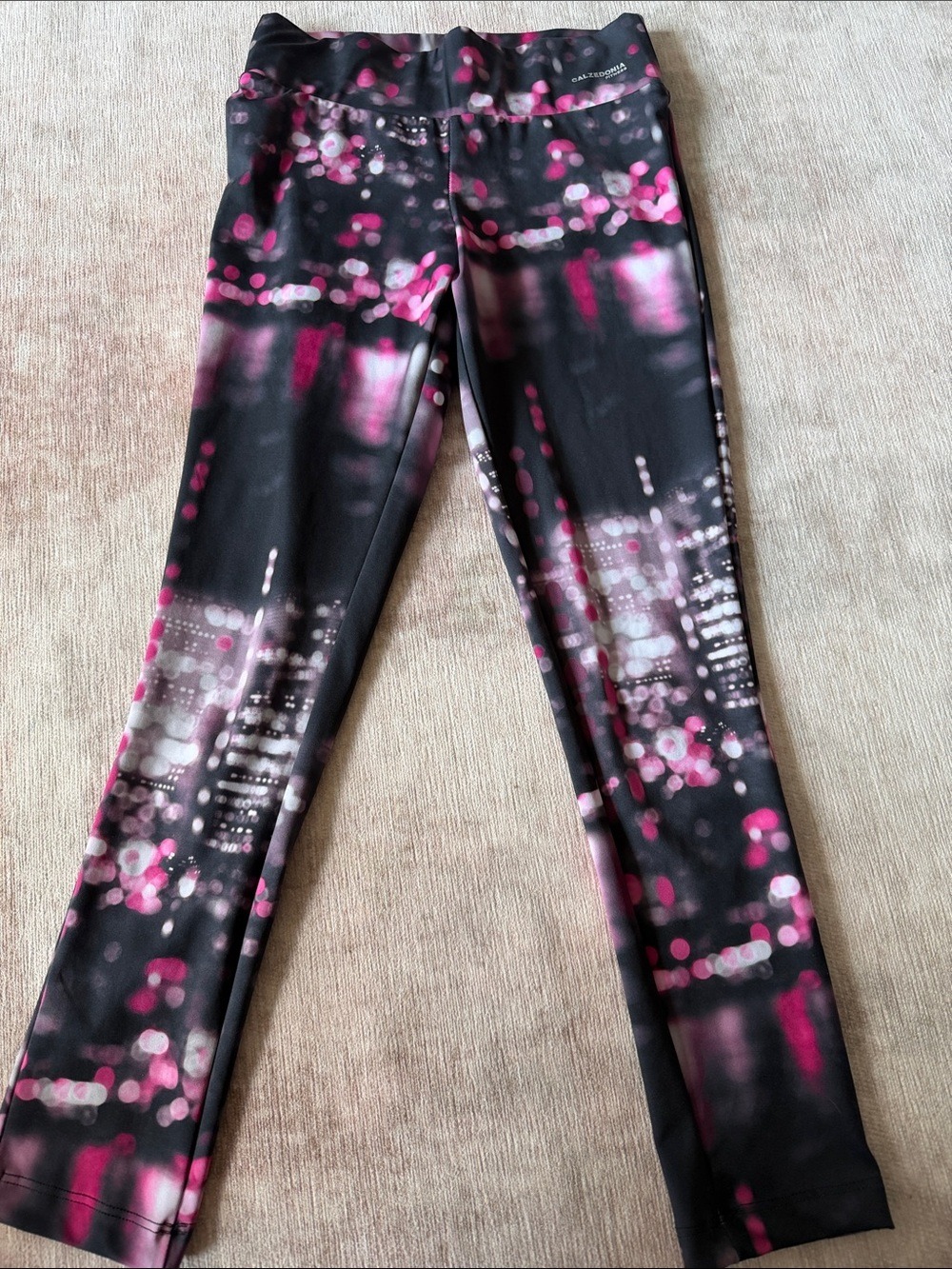 Calzedonia Leggings Small Black Pink Dot Print